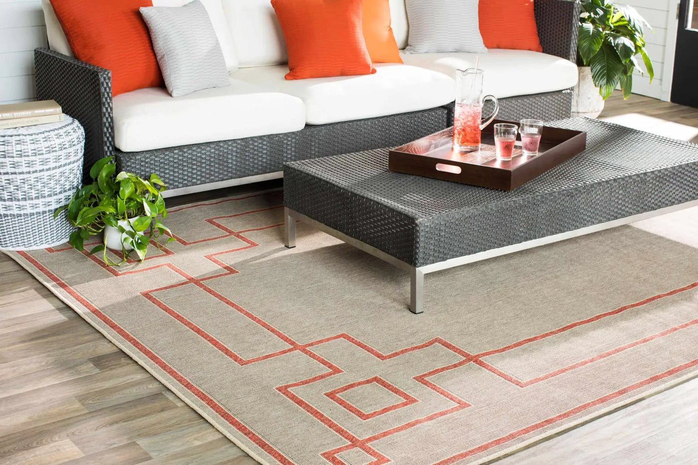 Janamuato White Geometric Cement Outdoor Planter by Boutique Rugs