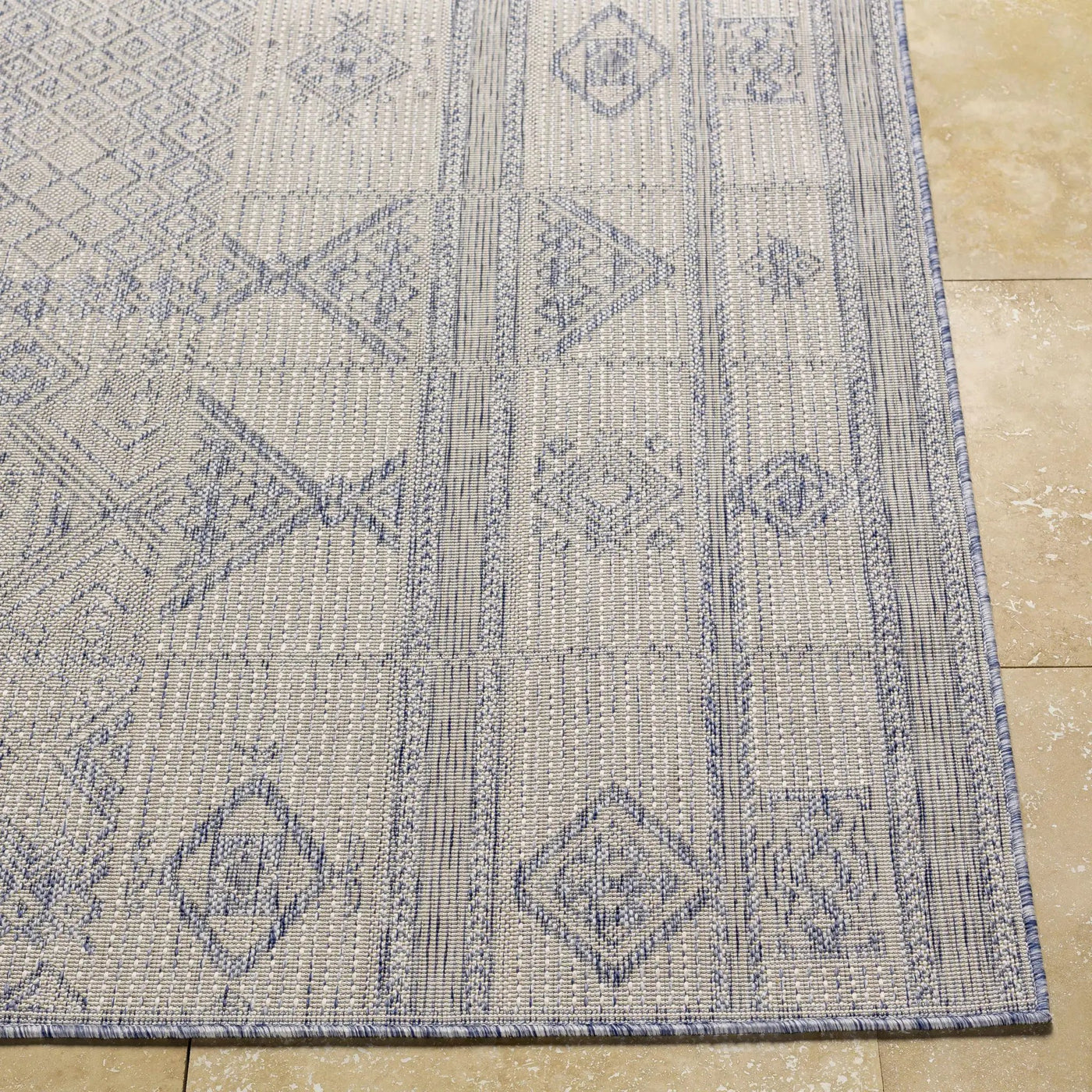 Malamig Gray & Blue Outdoor Area Rug - Clearance by Boutique Rugs