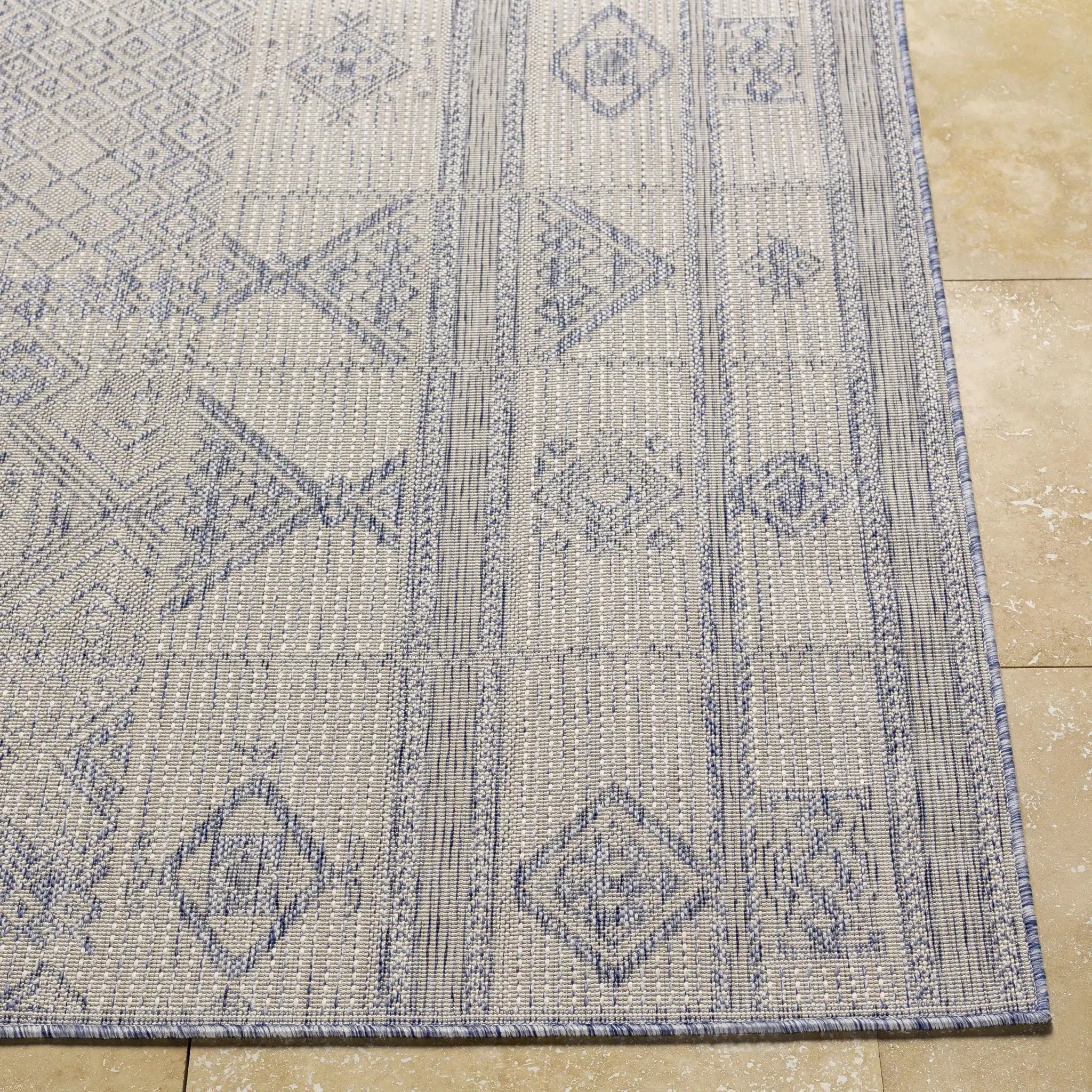 Malamig Gray & Blue Outdoor Area Rug - Clearance by Boutique Rugs