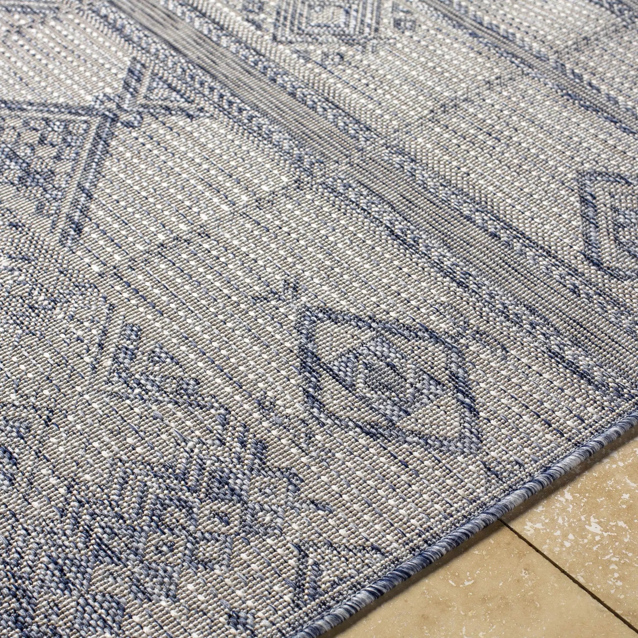 Malamig Gray & Blue Outdoor Area Rug - Clearance by Boutique Rugs