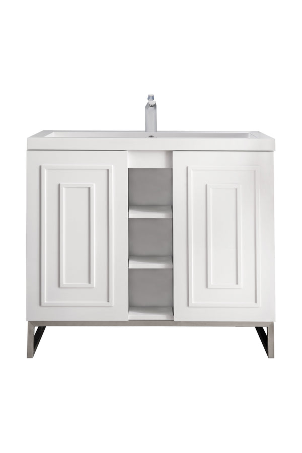 James Martin Alicante' 39.5" Single Bathroom Vanity, Glossy White
