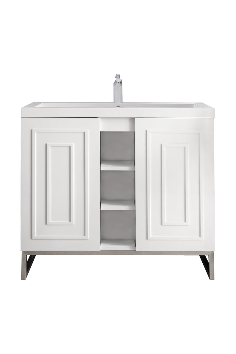 James Martin Alicante' 39.5" Single Bathroom Vanity, Glossy White