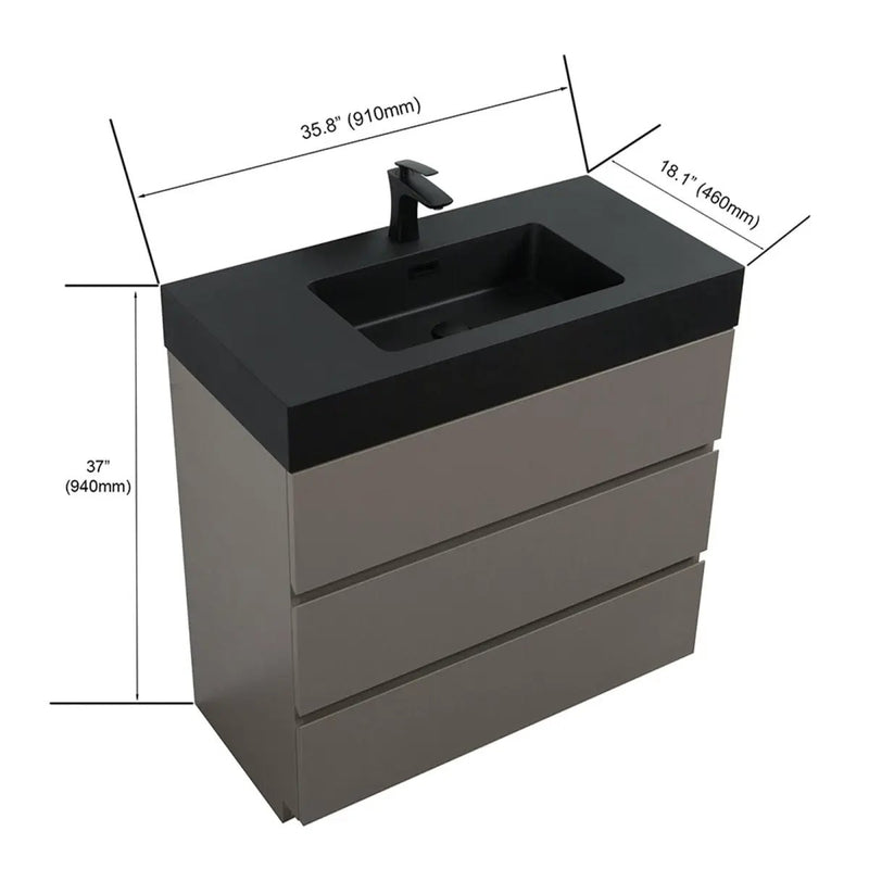 Nuvia 36-Inch Premium Modern Freestanding One-Piece Bathroom Vanity Set Without Drain And Faucet (SAK71364) by SAKSBY WHOLESALE