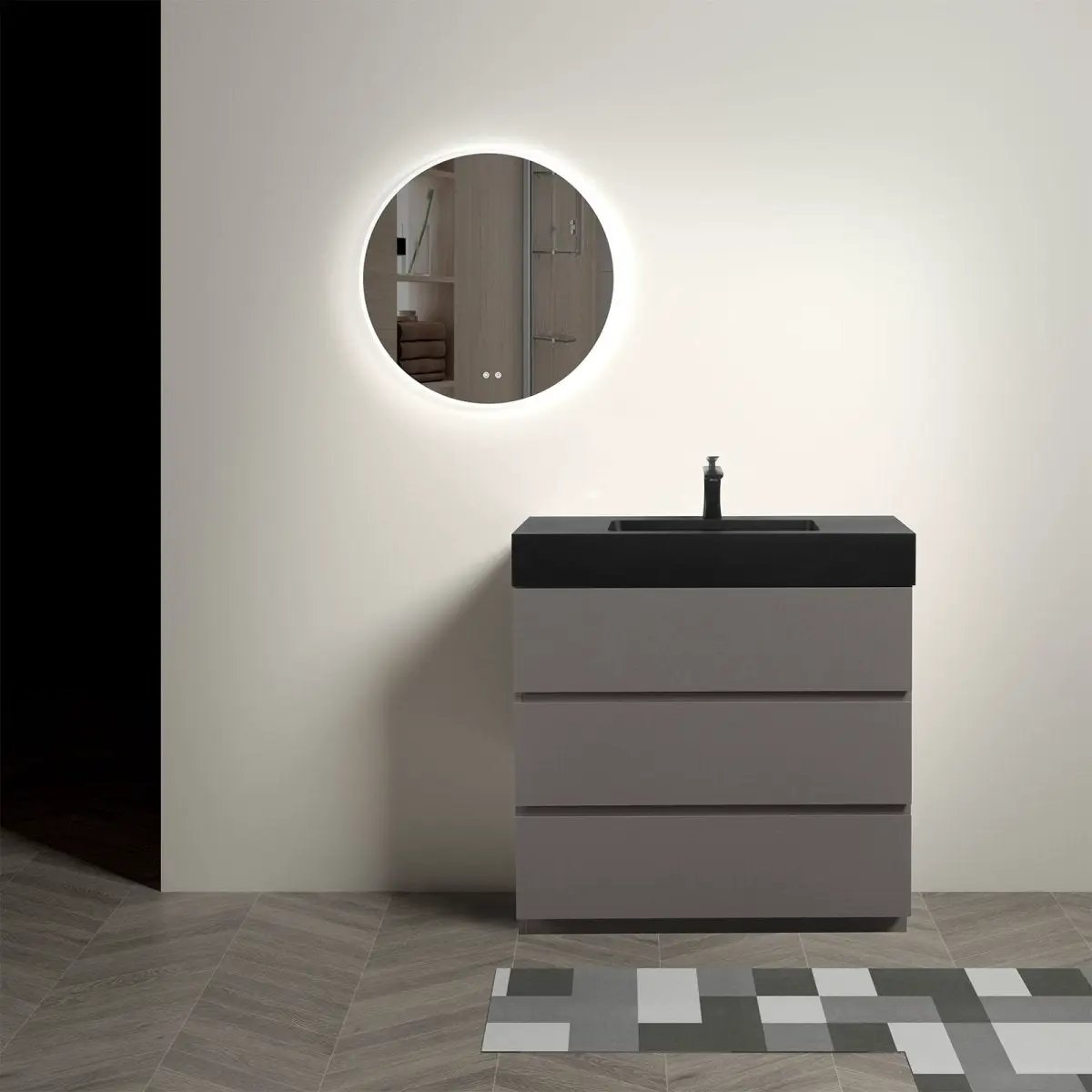Nuvia 36-Inch Premium Modern Freestanding One-Piece Bathroom Vanity Set Without Drain And Faucet (SAK71364) by SAKSBY WHOLESALE