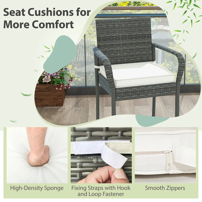 All Weather PE Rattan Bar Chairs Set of 4 with Armrests and Seat Cushions for Porch Backyard by DirectDeals