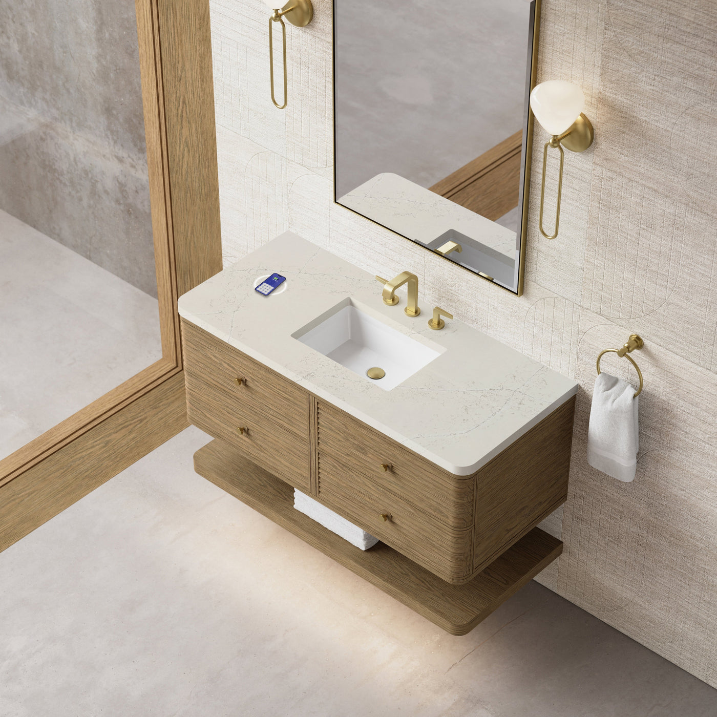 James Martin Allamari 48" Floating Single Bathroom Vanity, Dune Mist by James Martin
