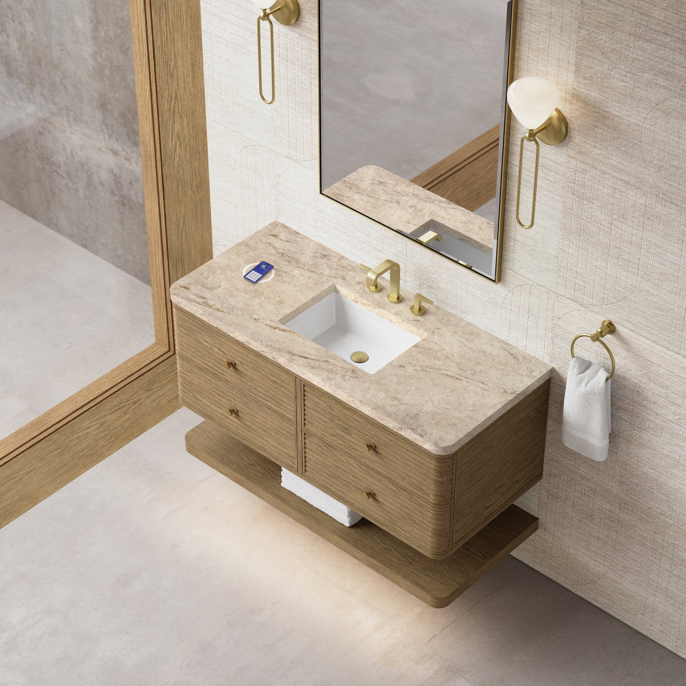 James Martin Allamari 48" Floating Single Bathroom Vanity, Dune Mist by James Martin