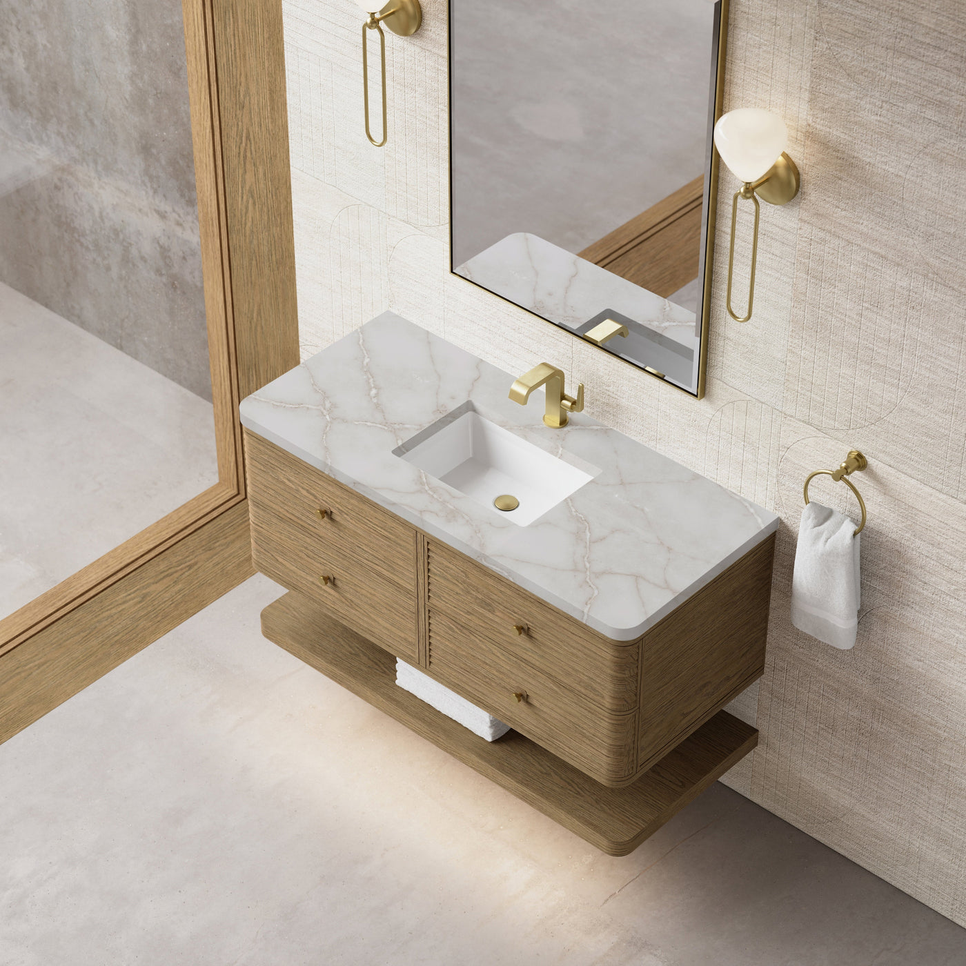 James Martin Allamari 48" Floating Single Bathroom Vanity, Dune Mist by James Martin