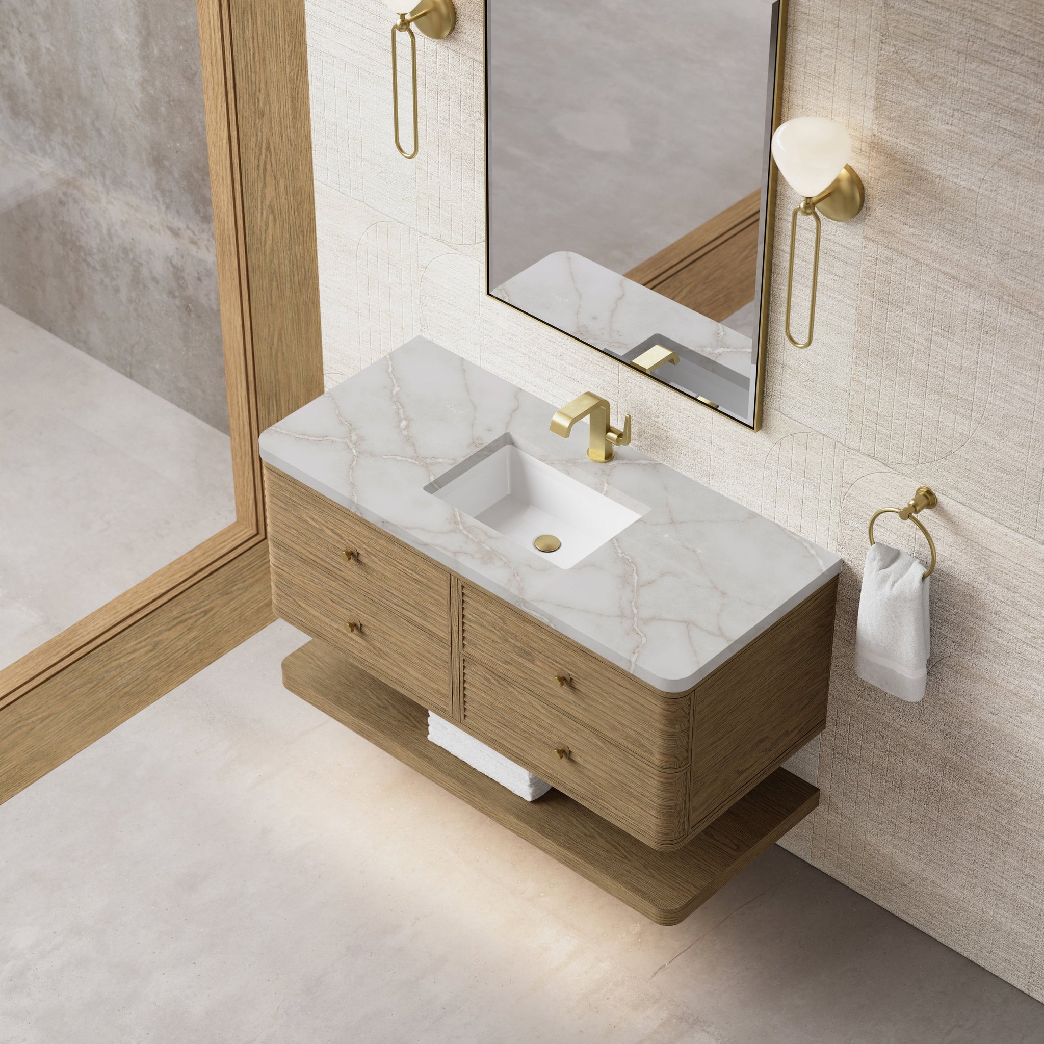 James Martin Allamari 48" Floating Single Bathroom Vanity, Dune Mist by James Martin