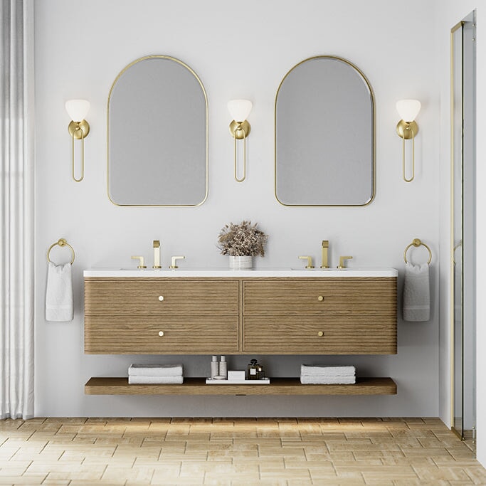 James Martin Allamari 72" Floating Double Bathroom Vanity, Dune Mist, cabinet without a countertop