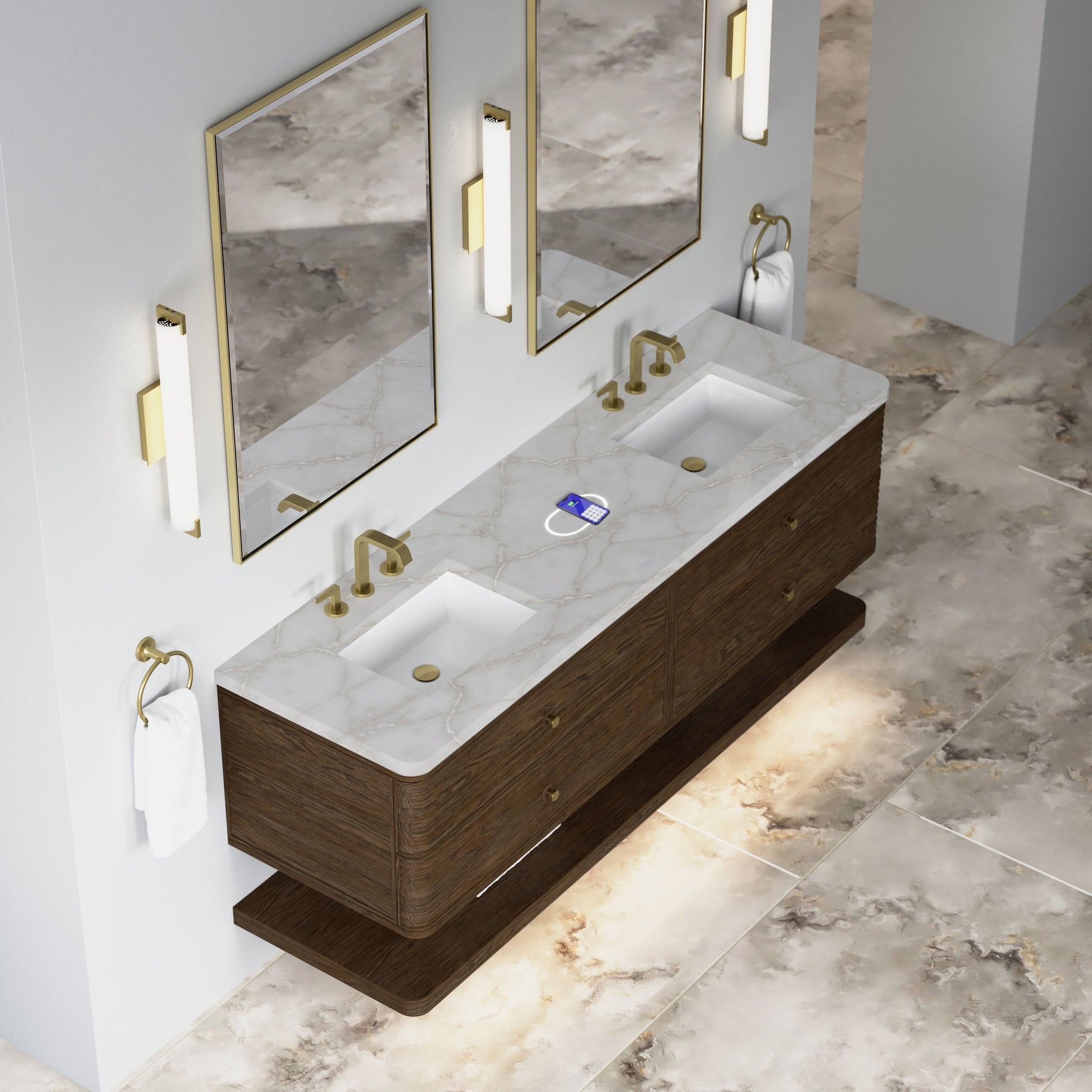 James Martin Allamari 72" Floating Double Bathroom Vanity, Sable by James Martin