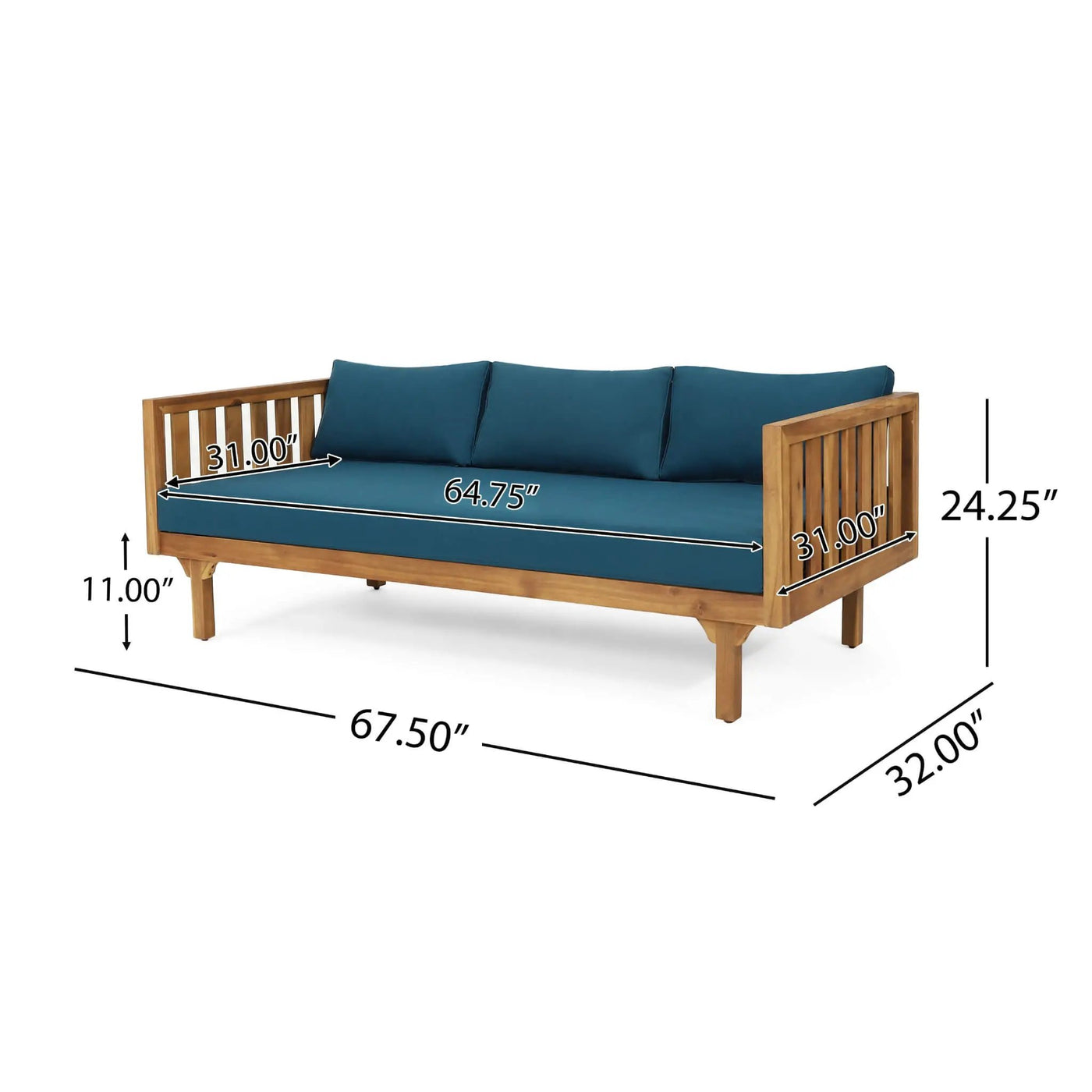 3-Seater Acacia Wood Daybed Sofa With Water-Resistant Cushions (SAK65773) by SAKSBY WHOLESALE
