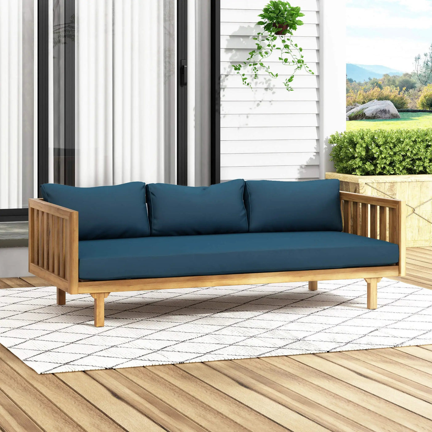 3-Seater Acacia Wood Daybed Sofa With Water-Resistant Cushions (SAK65773) by SAKSBY WHOLESALE