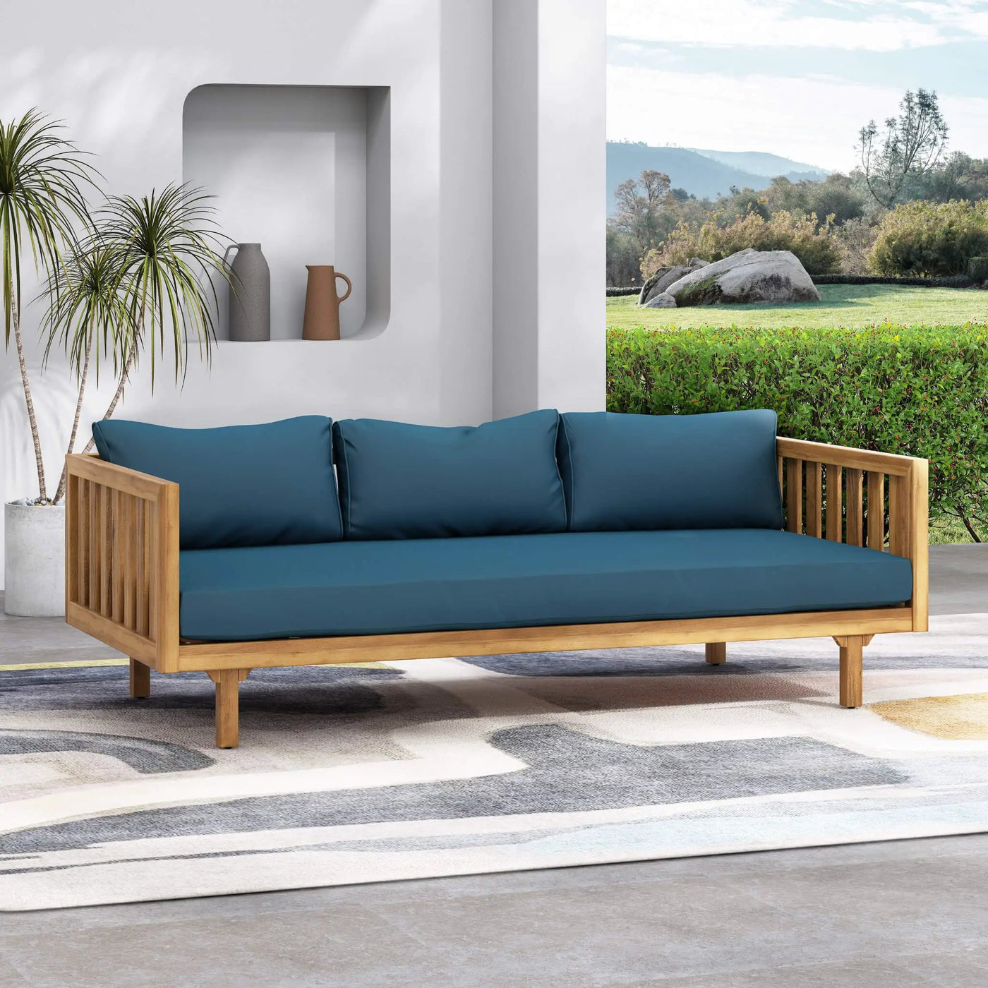 3-Seater Acacia Wood Daybed Sofa With Water-Resistant Cushions (SAK65773) by SAKSBY WHOLESALE