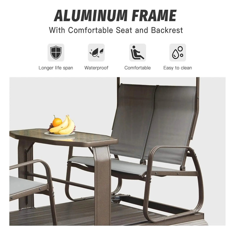 Alora 4-Seat Outdoor Aluminum Patio Swing Glider Bench With Canopy (SAK41726) by SAKSBY WHOLESALE