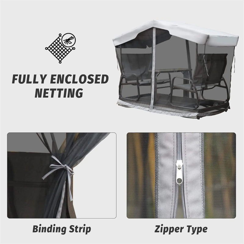 Alora 4-Seat Outdoor Aluminum Patio Swing Glider Bench With Canopy (SAK41726) by SAKSBY WHOLESALE
