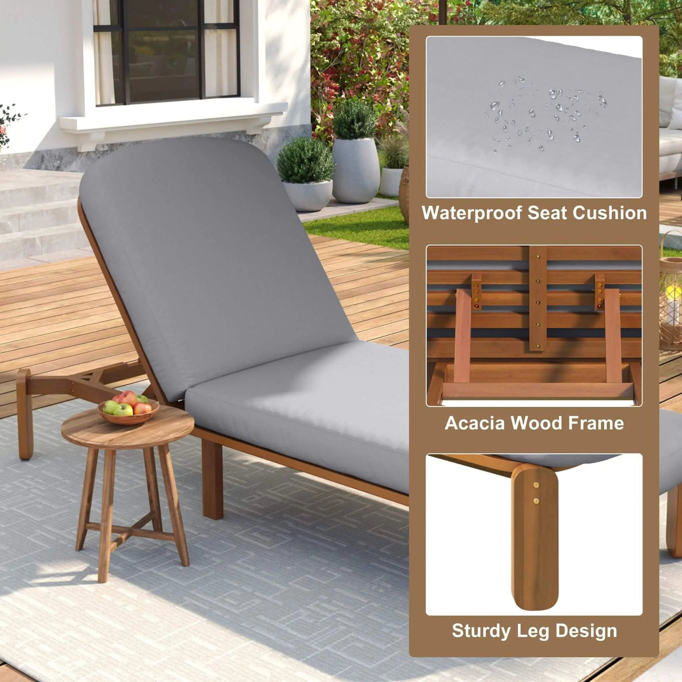 Adjustable Outdoor Chaise Lounge With Reclining Backrest (SAK04689) by SAKSBY WHOLESALE