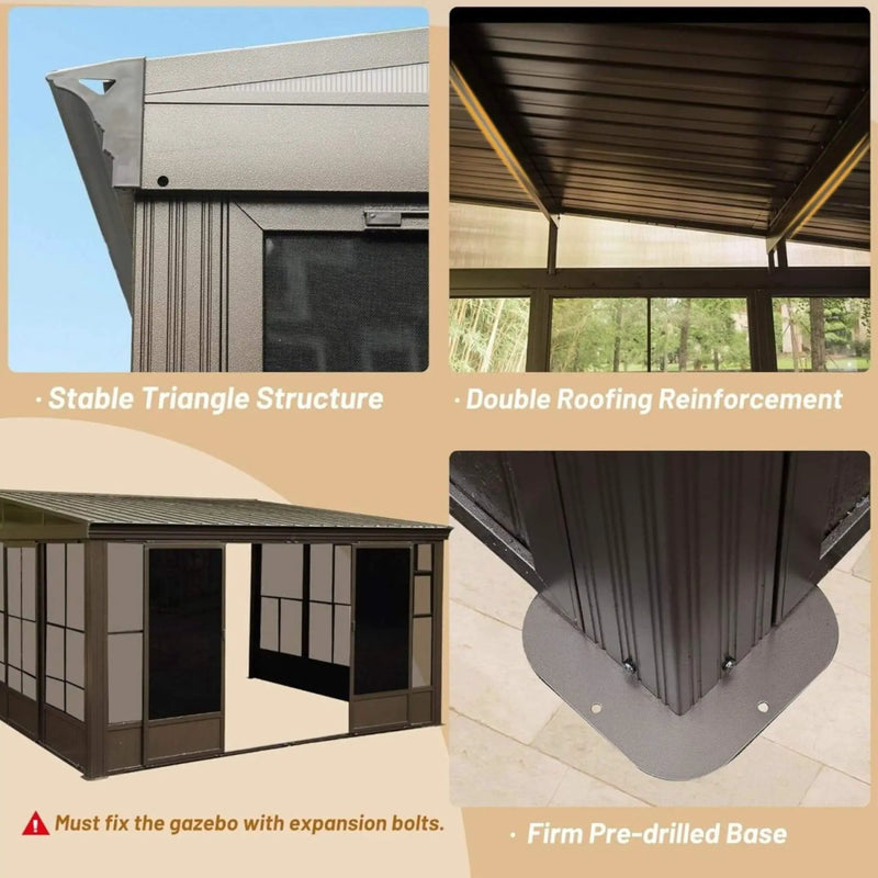[10X12FT] Alora Atrium Premium Against Wall Mounted Solarium Sunroom With Galvanized Steel Sloping Roof (SAK96375) by SAKSBY WHOLESALE