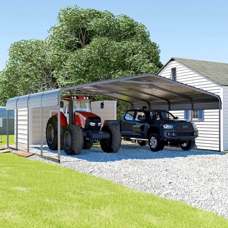 [20X20FT] Alora Heavy-Duty Extra-Large 2 Car Metal Carport Kit For Cars, Boats, And Trucks (SAK46135) by SAKSBY WHOLESALE