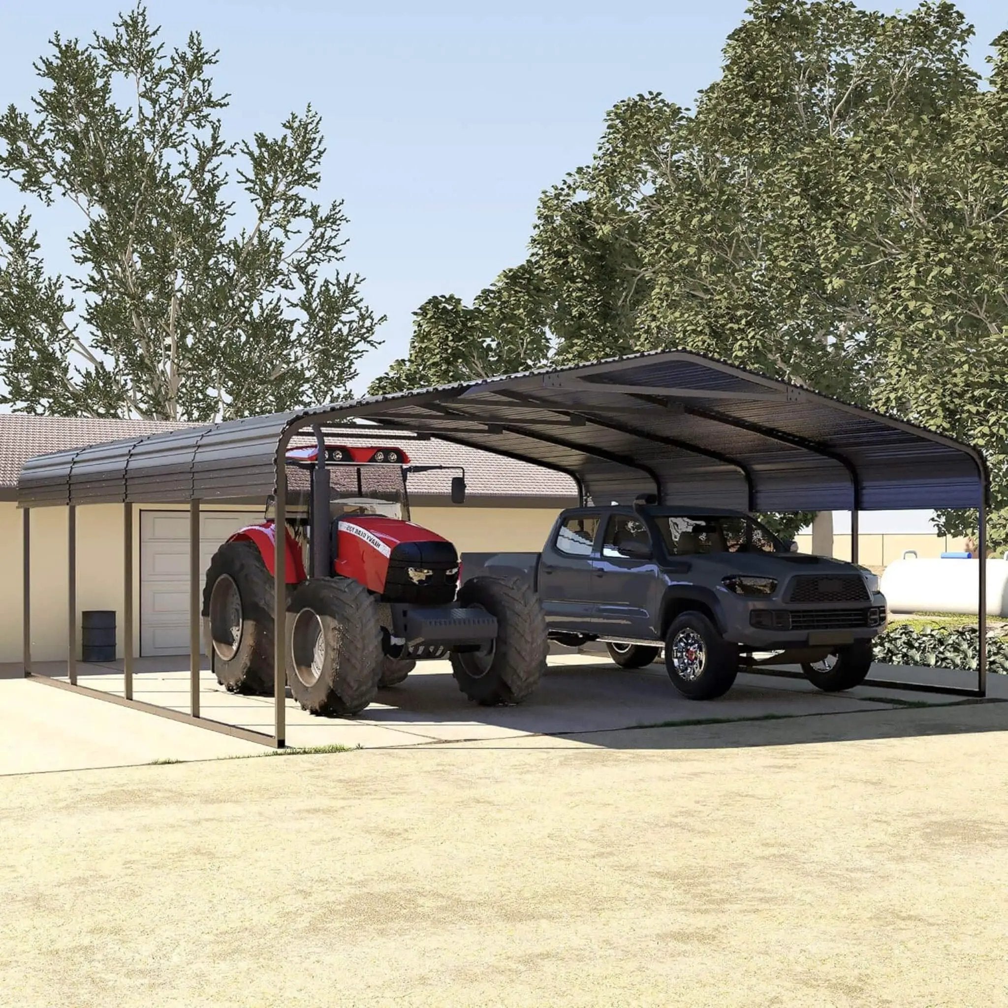 [20X20FT] Alora Heavy-Duty Extra-Large 2 Car Metal Carport Kit For Cars, Boats, And Trucks (SAK46135) by SAKSBY WHOLESALE