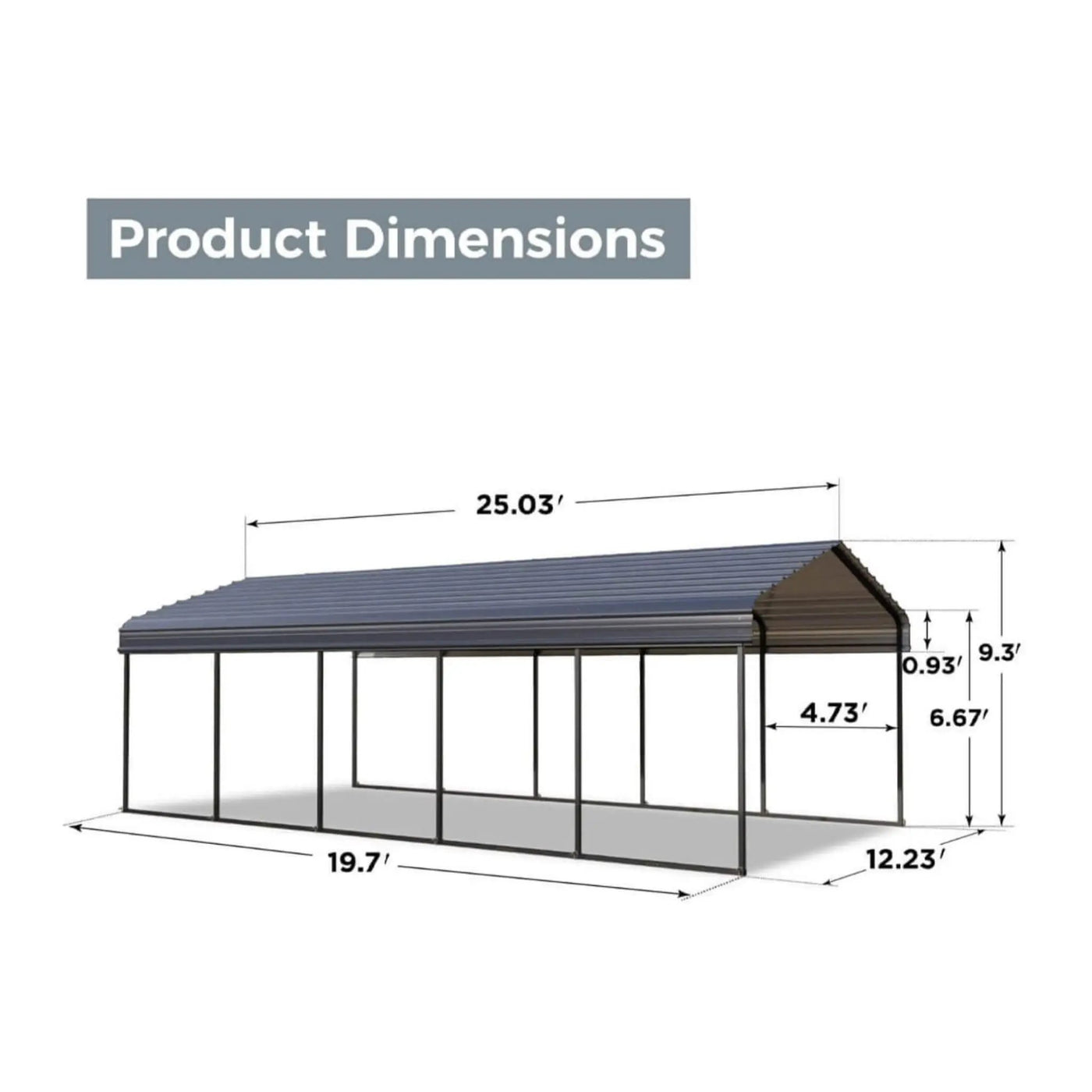 [12X25FT] Alora Heavy-Duty Extra-Large Multi Vehicle Carport Kit With Galvanized Steel Roof (SAK37514) by SAKSBY WHOLESALE