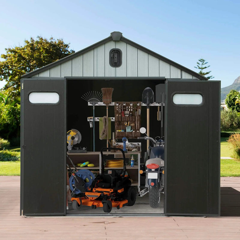 [06X08FT] Alora Heavy-Duty Outdoor All-Weather Resin Storage Shed With Lockable Doors, Windows, And Vents (SAK39874) by SAKSBY WHOLESALE