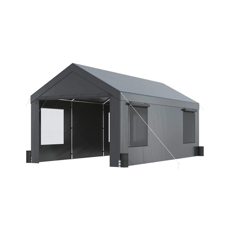[12X20FT] Alora Heavy-Duty Outdoor Premium Garage Tarp Canopy Shelter W/ Removable Sidewalls (SAK94615) by SAKSBY WHOLESALE