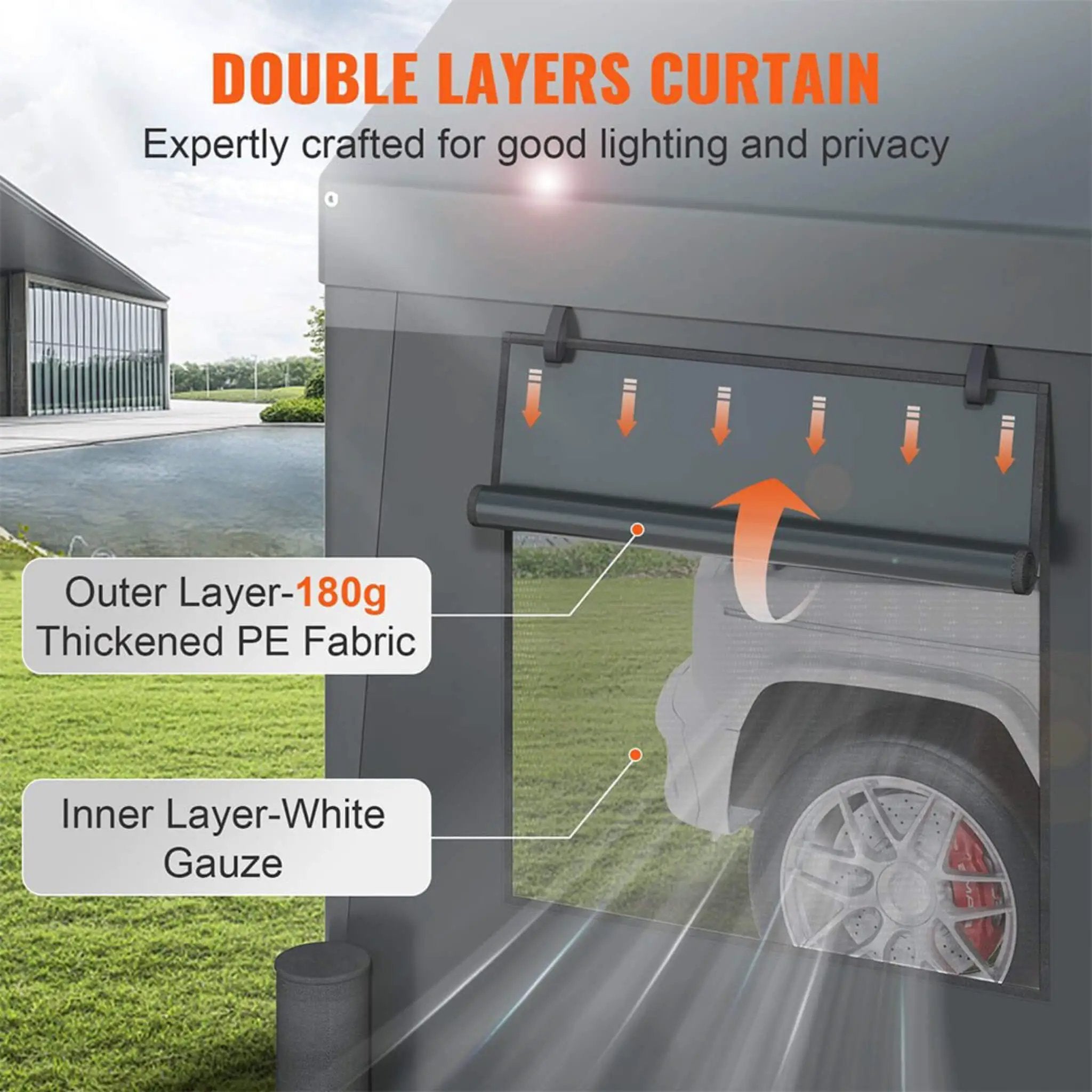 [12X20FT] Alora Heavy-Duty Outdoor Premium Garage Tarp Canopy Shelter W/ Removable Sidewalls (SAK94615) by SAKSBY WHOLESALE