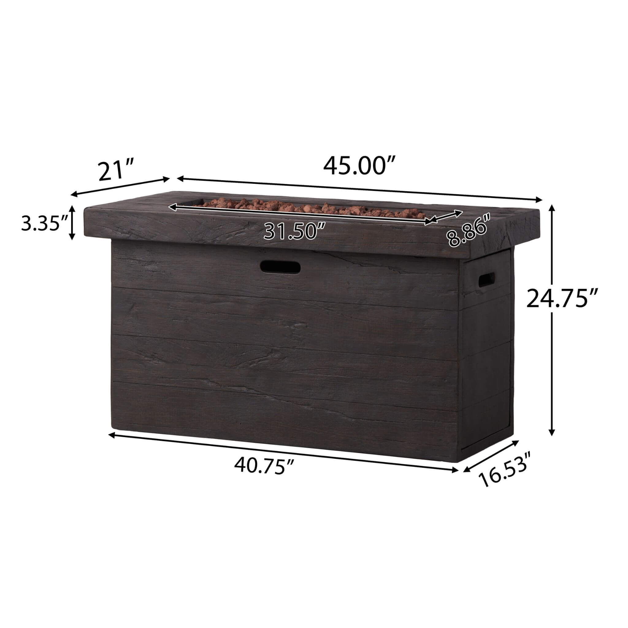 Alora Luxury 45-Inch 50K BTU Rectangular MGO LP Fire Pit (SAK63874) by SAKSBY WHOLESALE