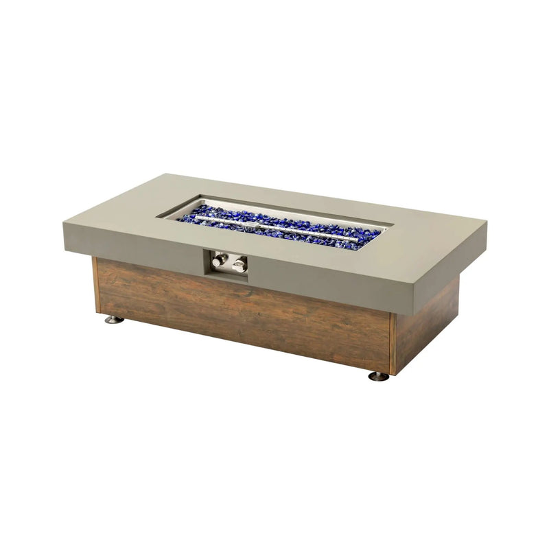 Alora Luxury 48-Inch Outdoor Wood Grain Iron Fire Pit Table With Lava Rocks (SAK37905) by SAKSBY WHOLESALE