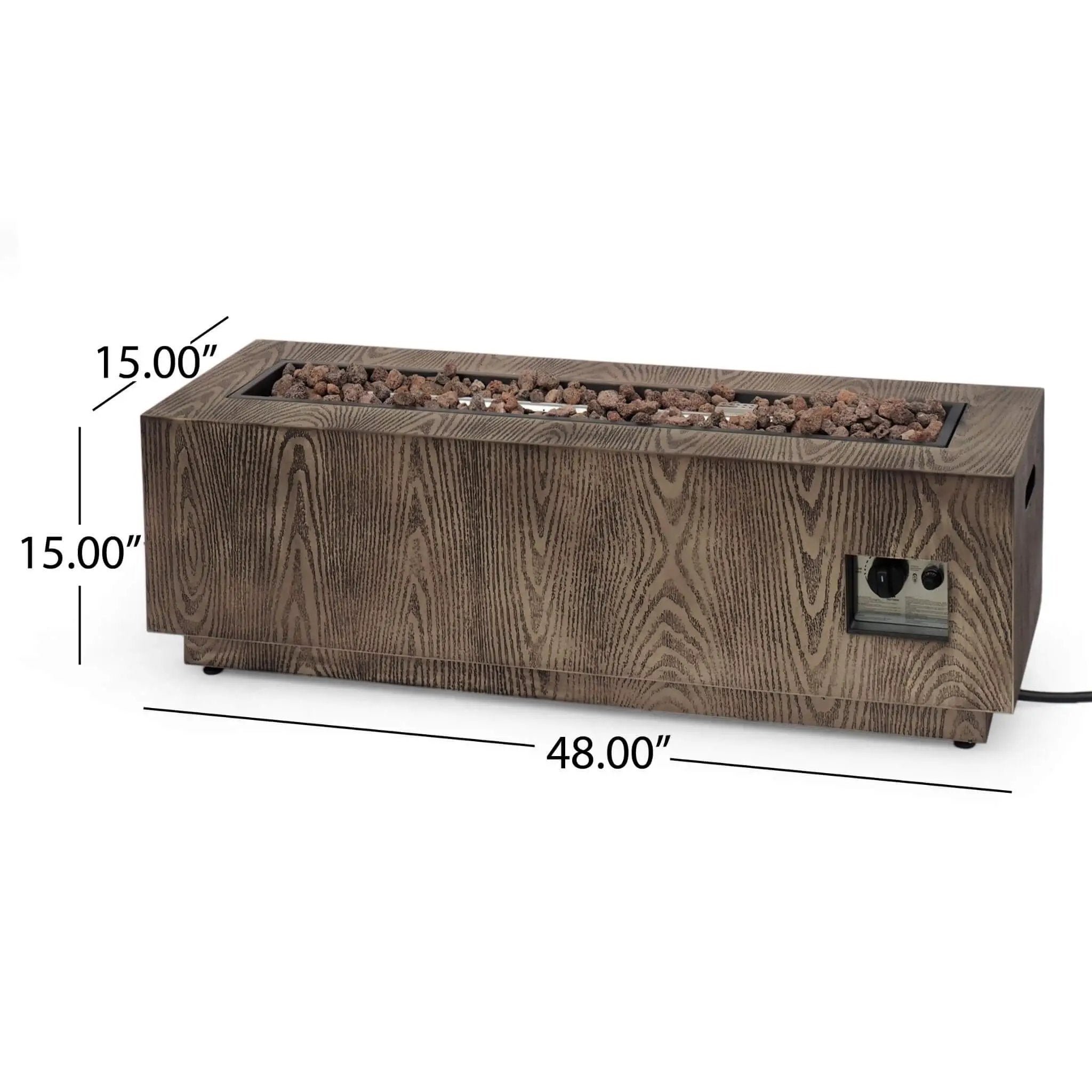 Alora 48-Inch Modern 50K BTU Outdoor Rectangular Propane Gas Fire Pit With Lava Rocks (SAK82521) by SAKSBY WHOLESALE