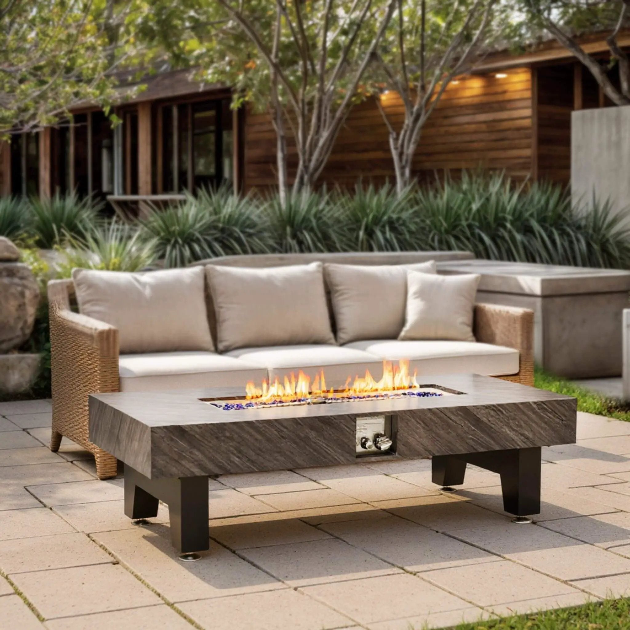 Alora 54-Inch Modern Outdoor Propane Fire Pit Table With Waterproof Cover (SAK42628) by SAKSBY WHOLESALE