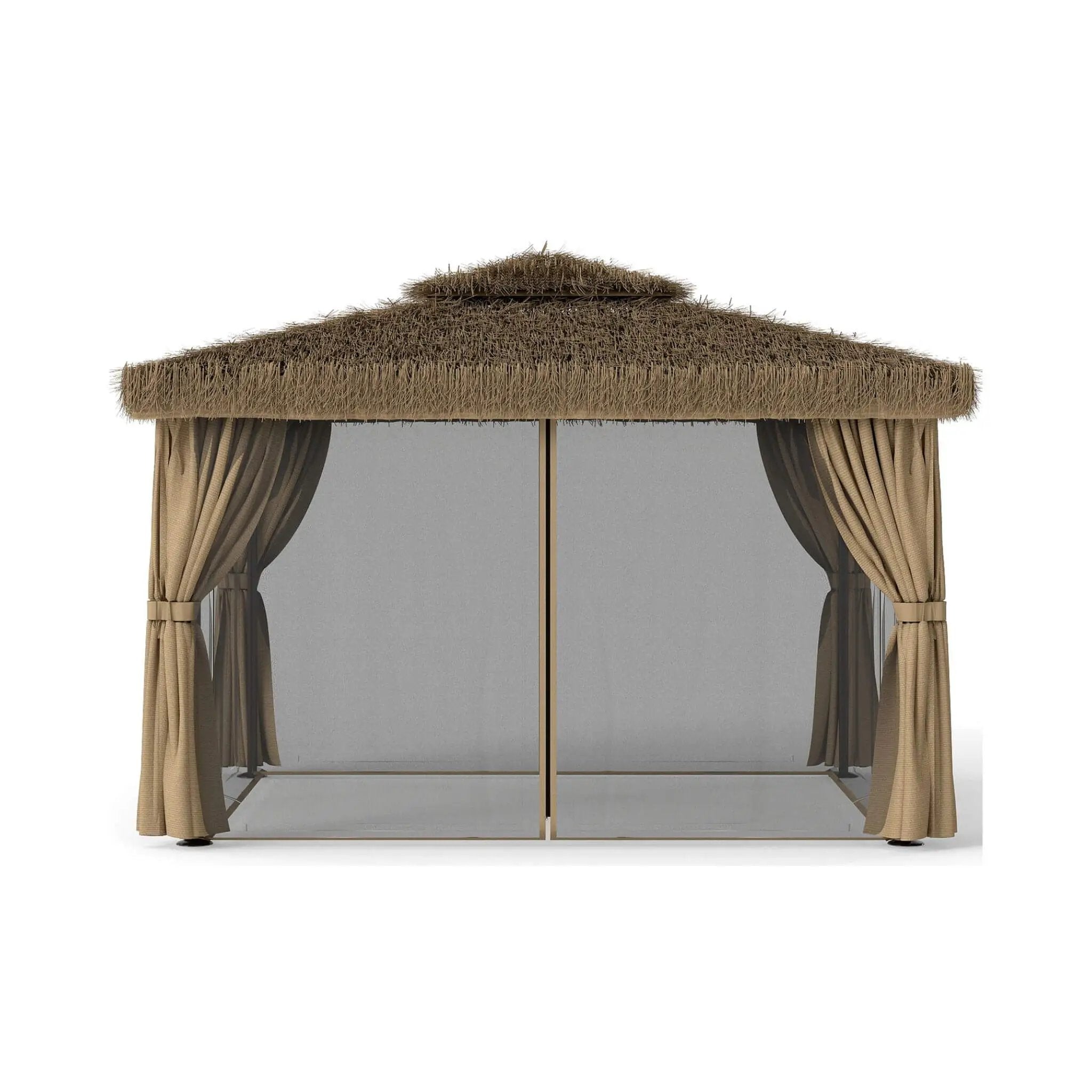 Alora Outdoor Double Canopy Aluminum Patio Gazebo With Hawaiian Thatch Roof (SAK39068) by SAKSBY WHOLESALE