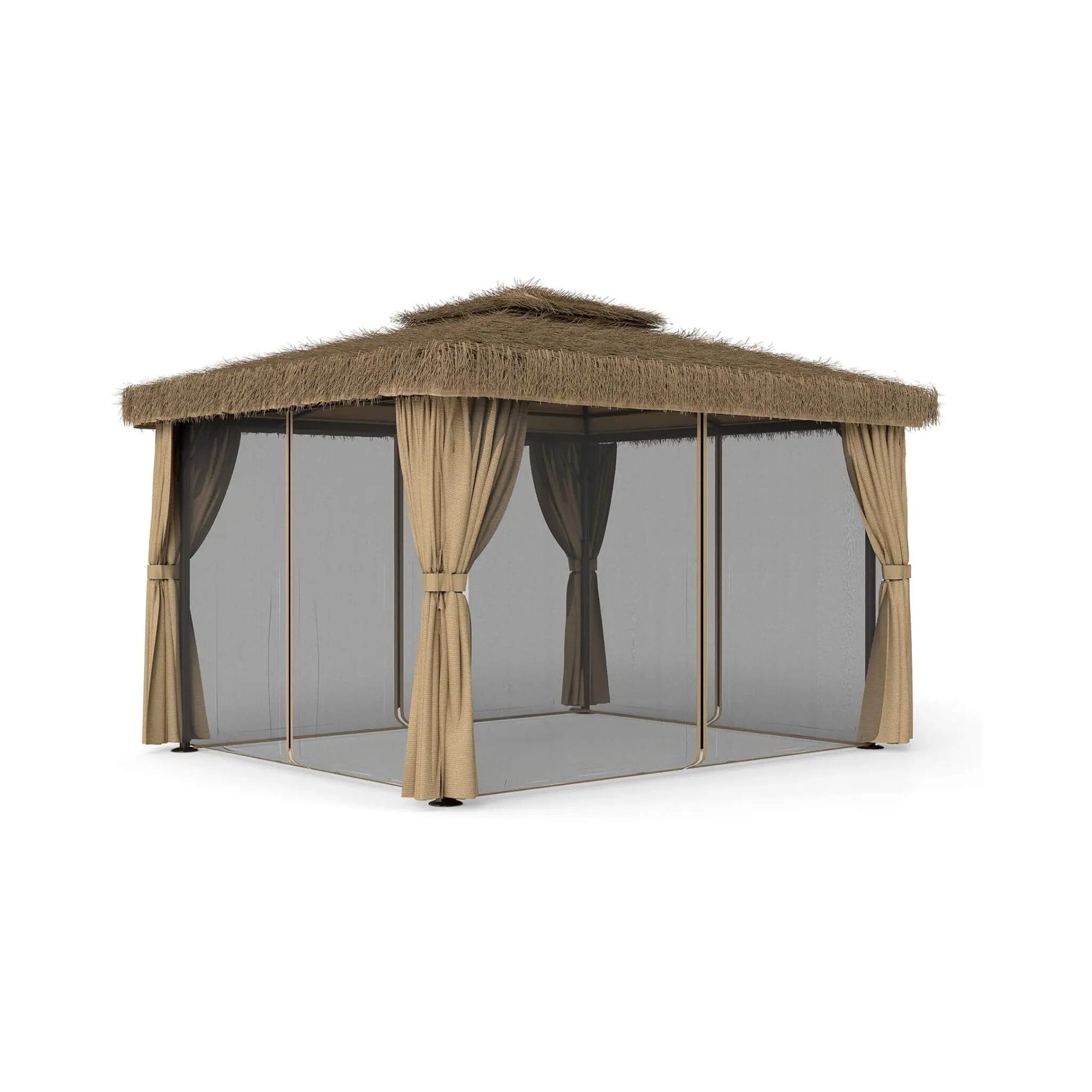 Alora Outdoor Double Canopy Aluminum Patio Gazebo With Hawaiian Thatch Roof (SAK39068) by SAKSBY WHOLESALE