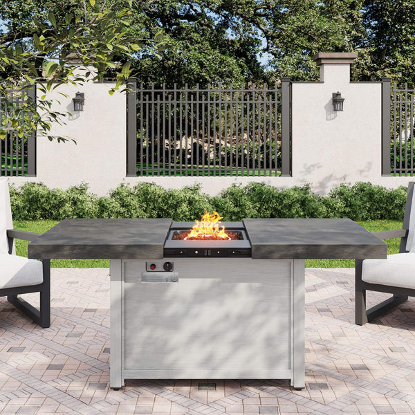 Premium 50K BTU Rectangle Outdoor Aluminum Fire Pit Table (SAK70248)