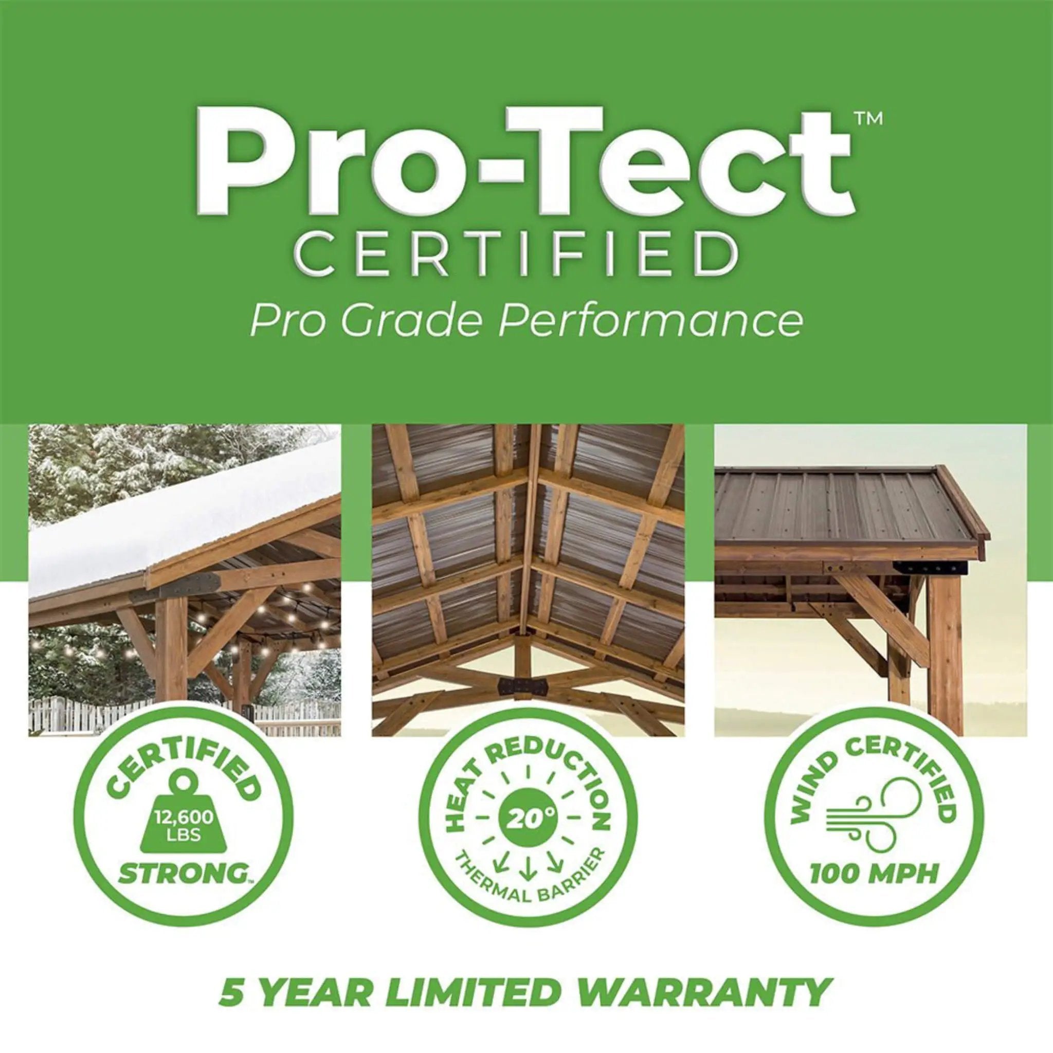 [12X20FT] Alora Premium All Cedar Wooden Carport Pavilion Gazebo With Sloped Hardtop Steel Roof (SAK14279) by SAKSBY WHOLESALE
