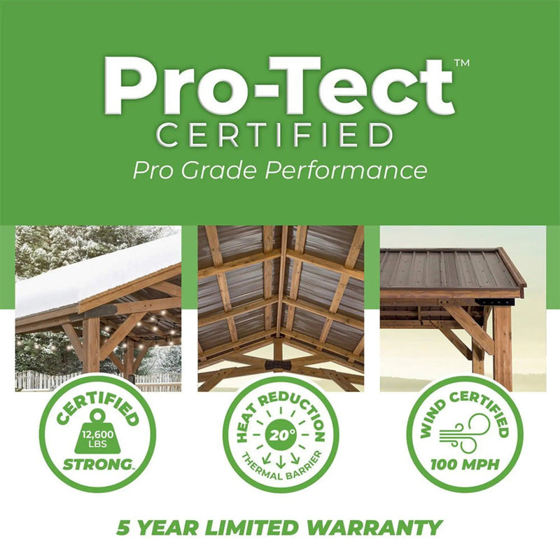 [12X20FT] Alora Premium All Cedar Wooden Carport Pavilion Gazebo With Sloped Hardtop Steel Roof (SAK14279) by SAKSBY WHOLESALE