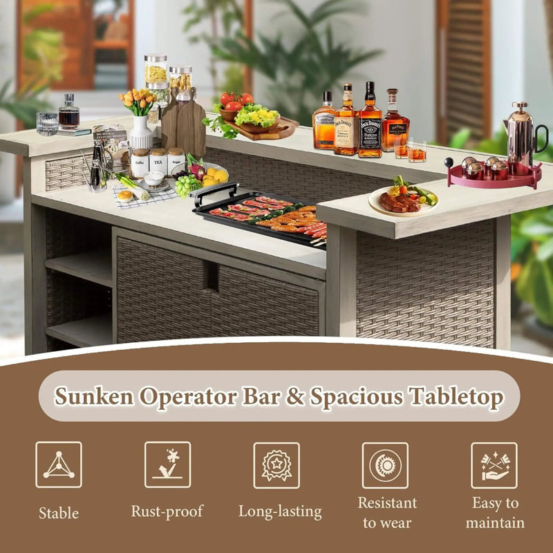 Alora Premium All-Weather Spacious Outdoor Patio Bar Table With Aluminum Frame (SAK51876) by SAKSBY WHOLESALE