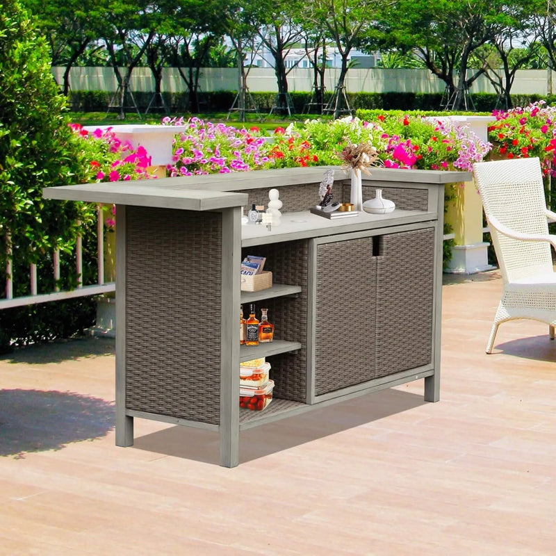 Alora Premium All-Weather Spacious Outdoor Patio Bar Table With Aluminum Frame (SAK51876) by SAKSBY WHOLESALE