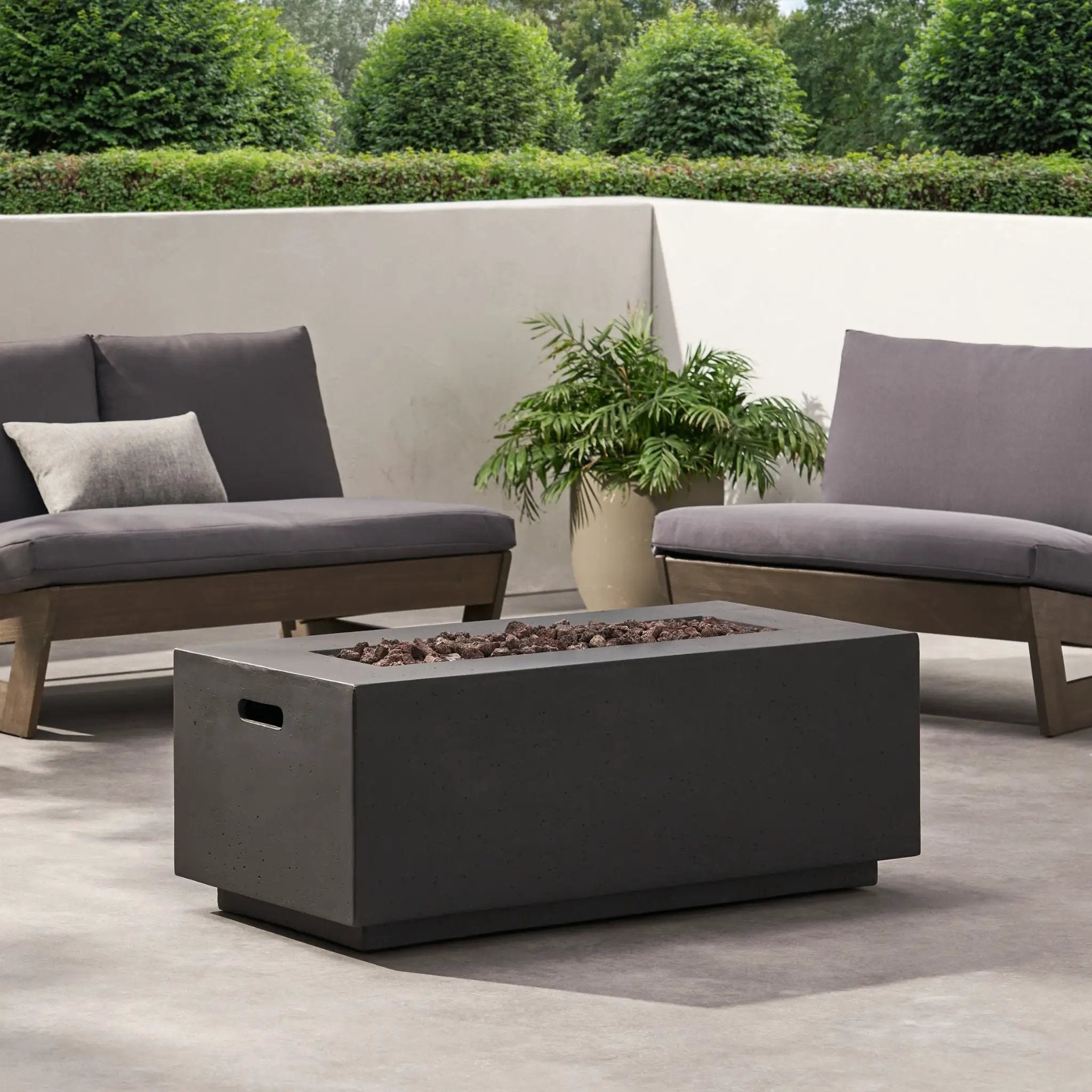 Alora Premium Outdoor Contemporary 40K BTU Rectangular Propane Gas Fire Pit Table (SAK96153) by SAKSBY WHOLESALE