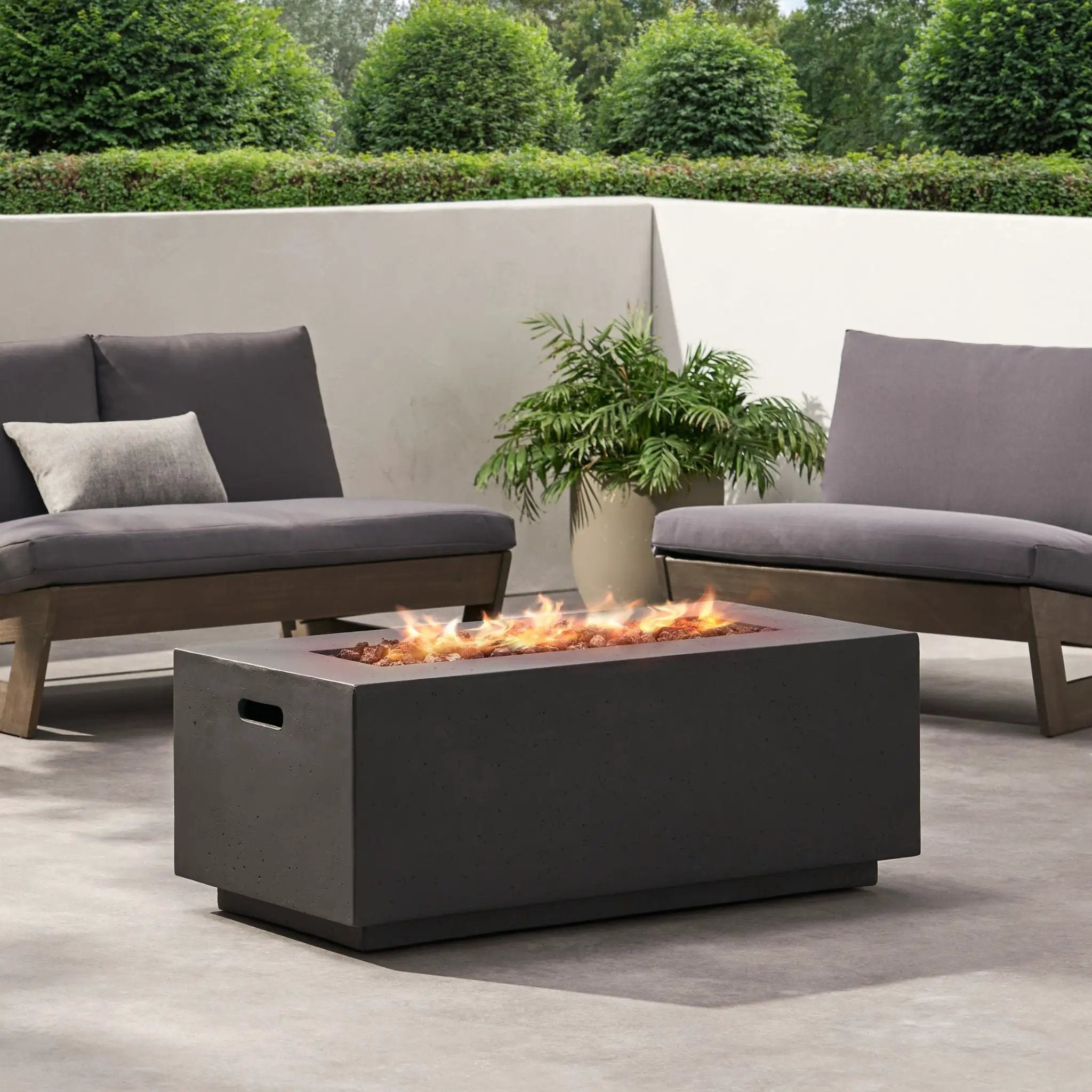 Alora Premium Outdoor Contemporary 40K BTU Rectangular Propane Gas Fire Pit Table (SAK96153) by SAKSBY WHOLESALE