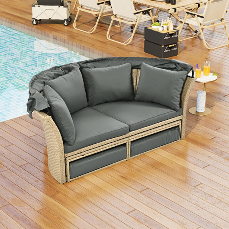 Alora Premium Outdoor Garden Wicker Rattan Patio Daybed With Retractable Canopy (SAK43581) by SAKSBY WHOLESALE
