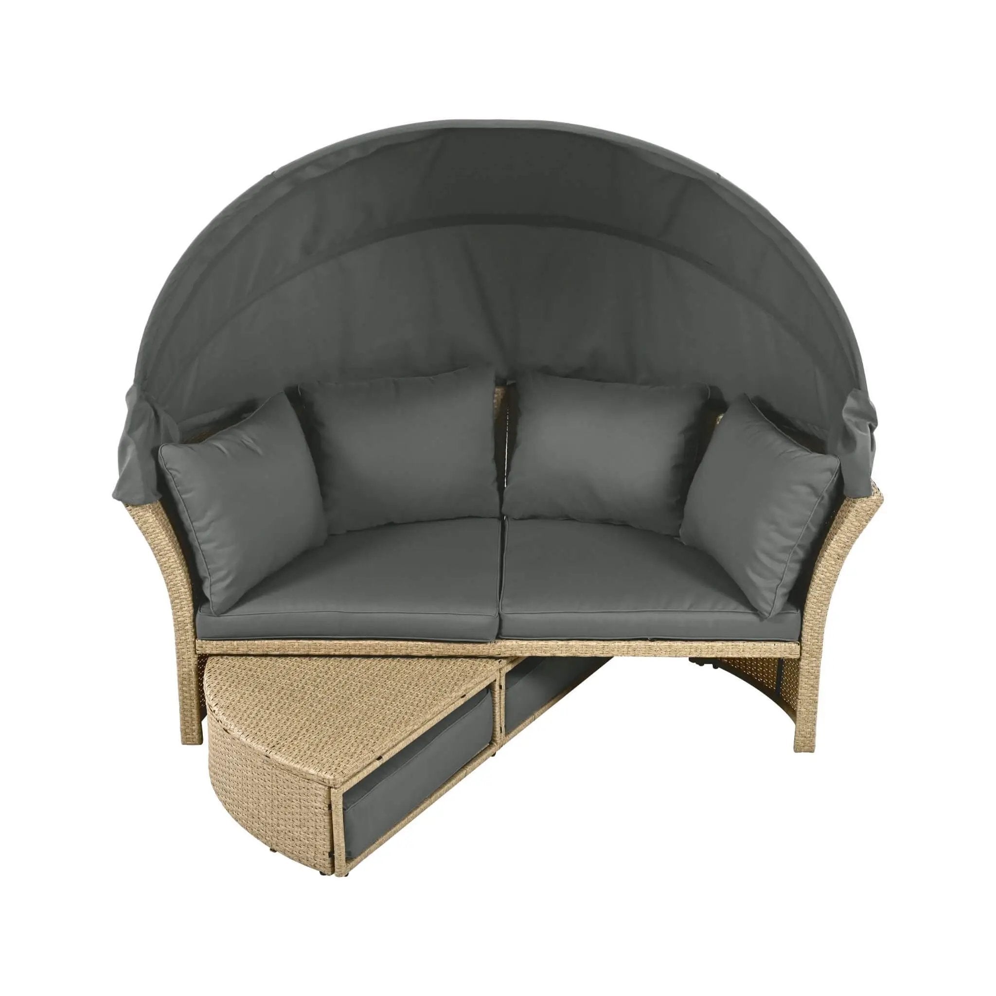 Alora Premium Outdoor Garden Wicker Rattan Patio Daybed With Retractable Canopy (SAK43581) by SAKSBY WHOLESALE