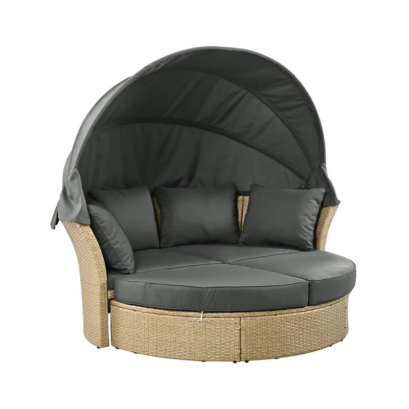 Alora Premium Outdoor Garden Wicker Rattan Patio Daybed With Retractable Canopy (SAK43581) by SAKSBY WHOLESALE