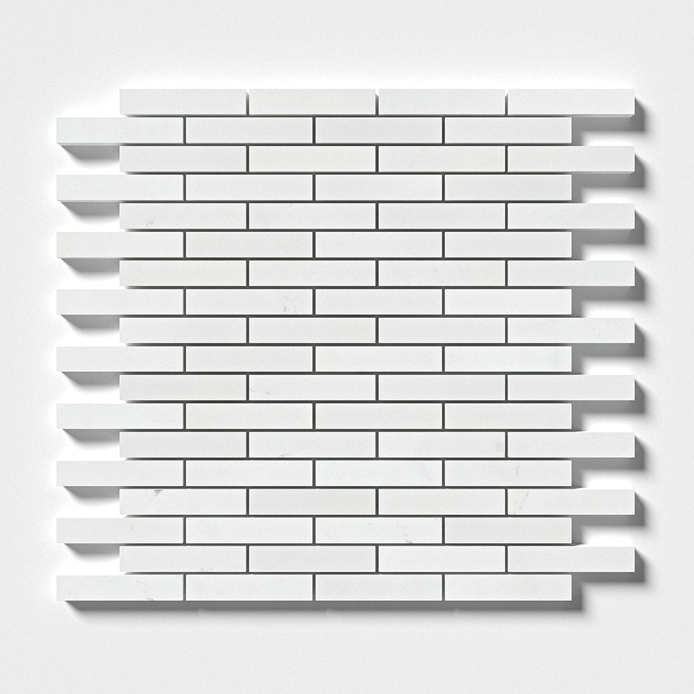Alpina White Honed 5/8x3 Marble Mosaics 12x12 Marble Honed 12x12 Mosaics