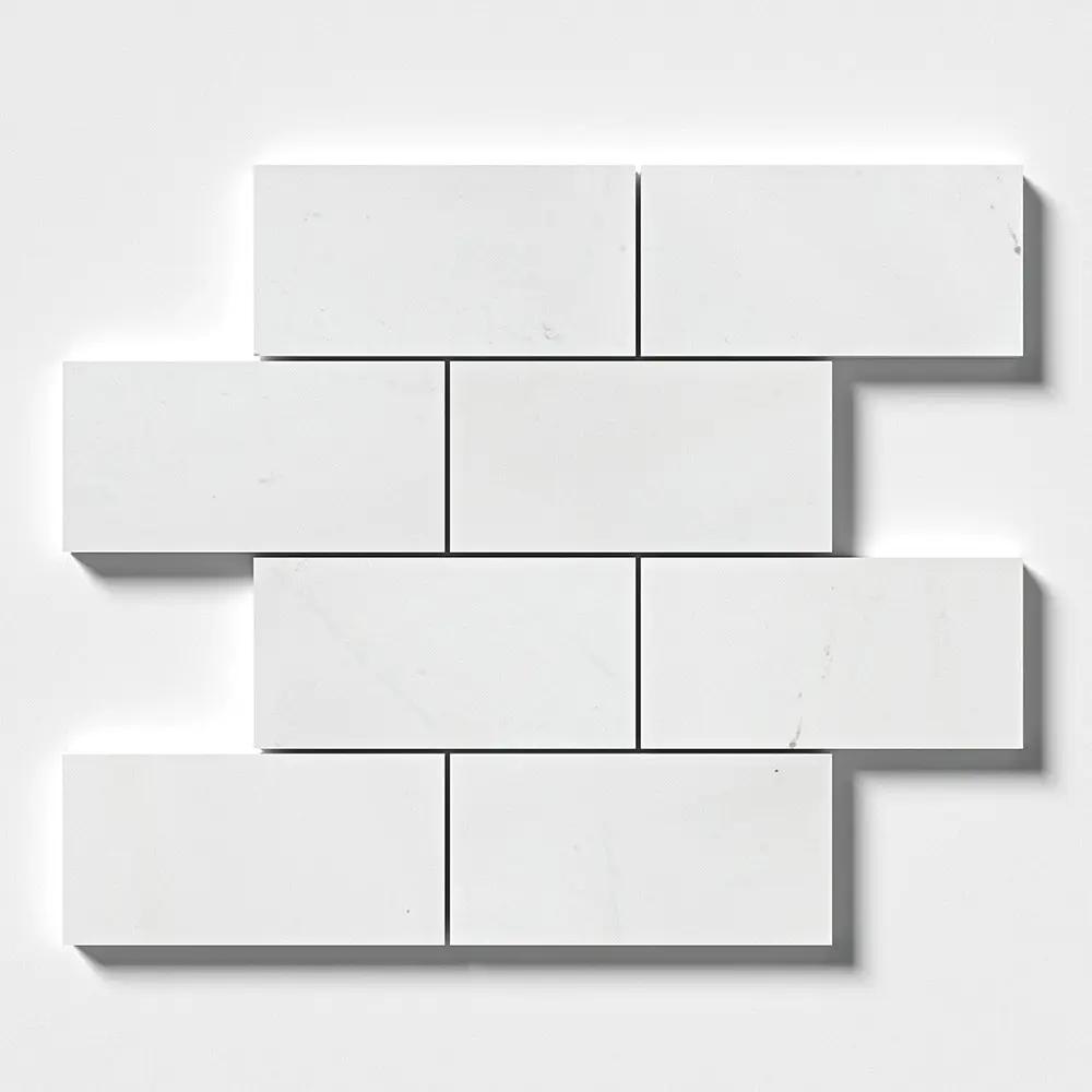 Alpina White Honed Marble Tiles 2 3/4x5 1/2 closeup 1