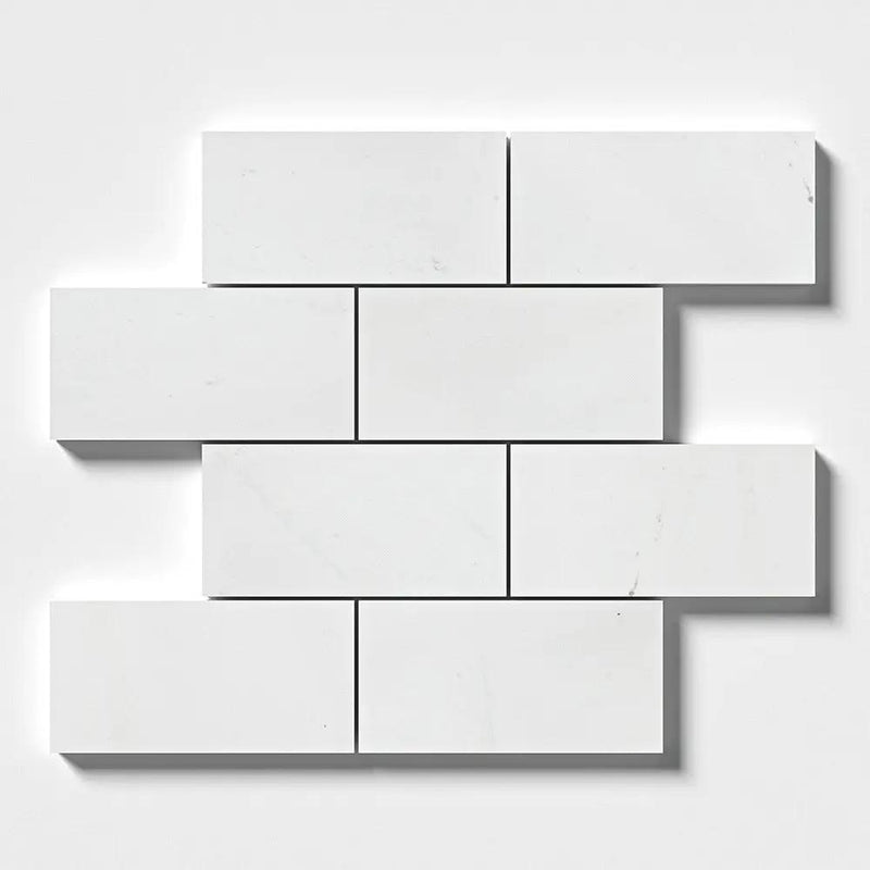 Alpina White Honed Marble Tiles 2 3/4x5 1/2 closeup 1