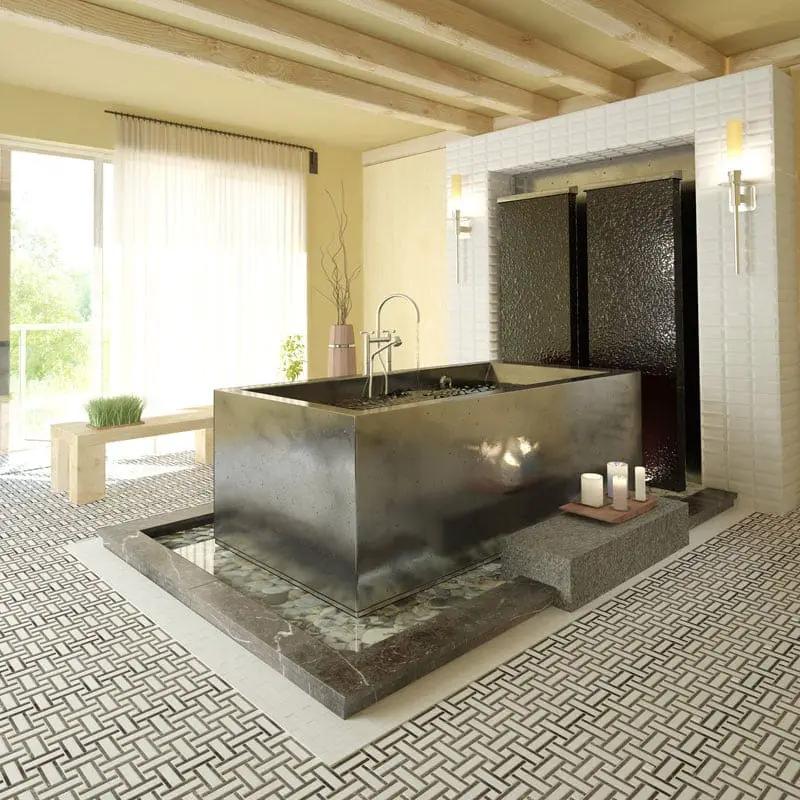 Alpina White Honed Subway Marble Tiles 2 3/4x5 1/2 room scene