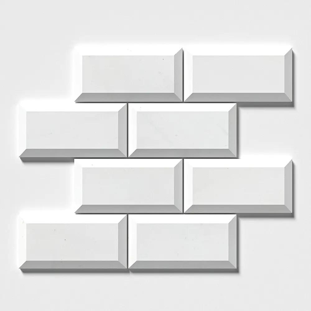 Alpina White Honed Subway Marble Tiles 2 3/4x5 1/2 closeup 1