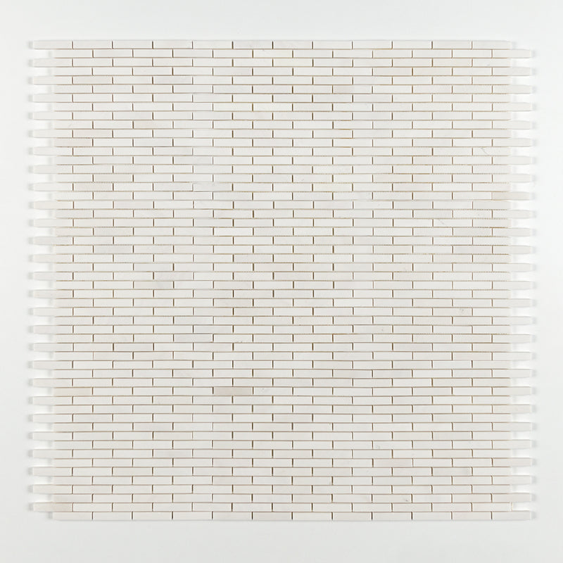 Alpina White Polished 5/8x3 Marble Mosaics 12x12 Marble Polished 12x12 Mosaics — 1